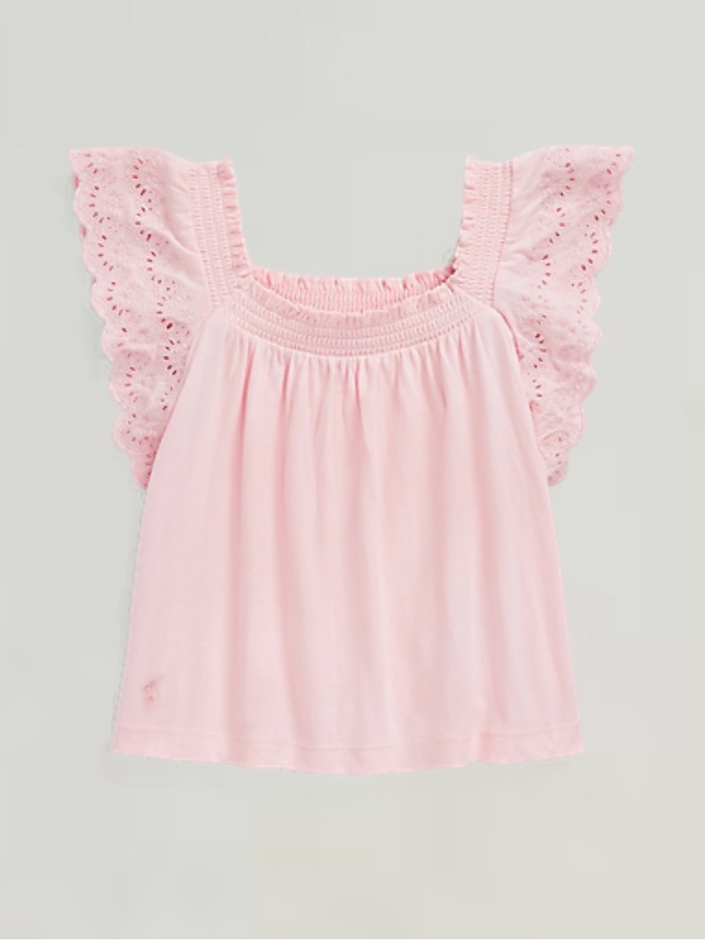 Polo Ralph Lauren Girls Pink Eyelet Embroidered Cotton Jersey Top Size 5